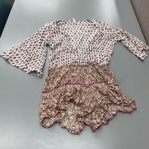 Elan White and Brown Patterned Romper